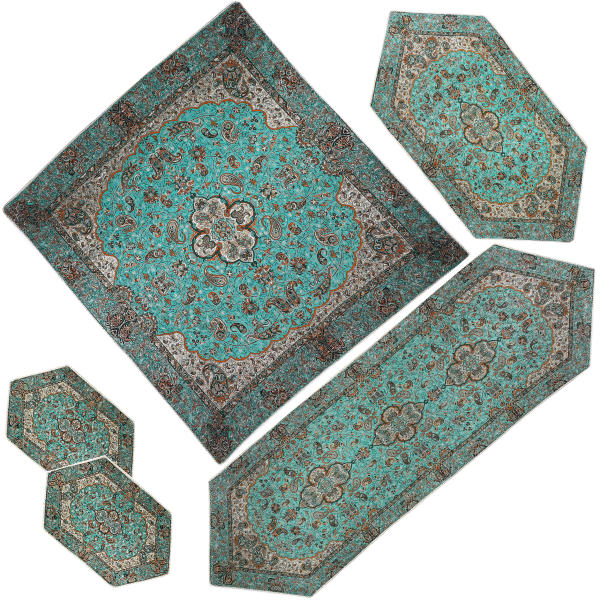 ست 5 تکه رومیزی ترمه مدل شاه عباسی کد 125