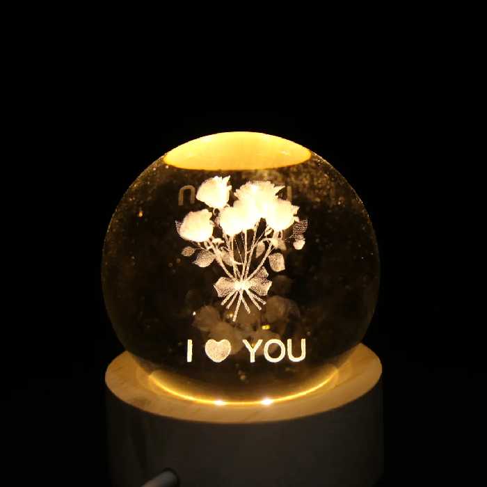 گوی چراغ خواب گل رز I LOVE YOU متوسط 36737