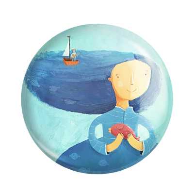 پیکسل خندالو طرح قایق و دریا کد 5979