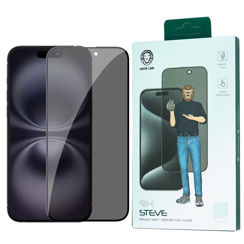 محافظ صفحه نمایش حریم خصوصی گرین لاین مدل 9H Steve privacy مناسب برای گوشی موبایل اپل iphone 15 pro | کالا برتری