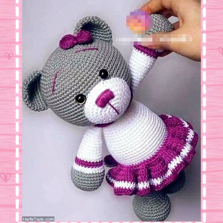 عروسک بافتنی ، عروسک ، بافتنی ، عروسک دختر خرسی ، خرس بافتنی ، خرس