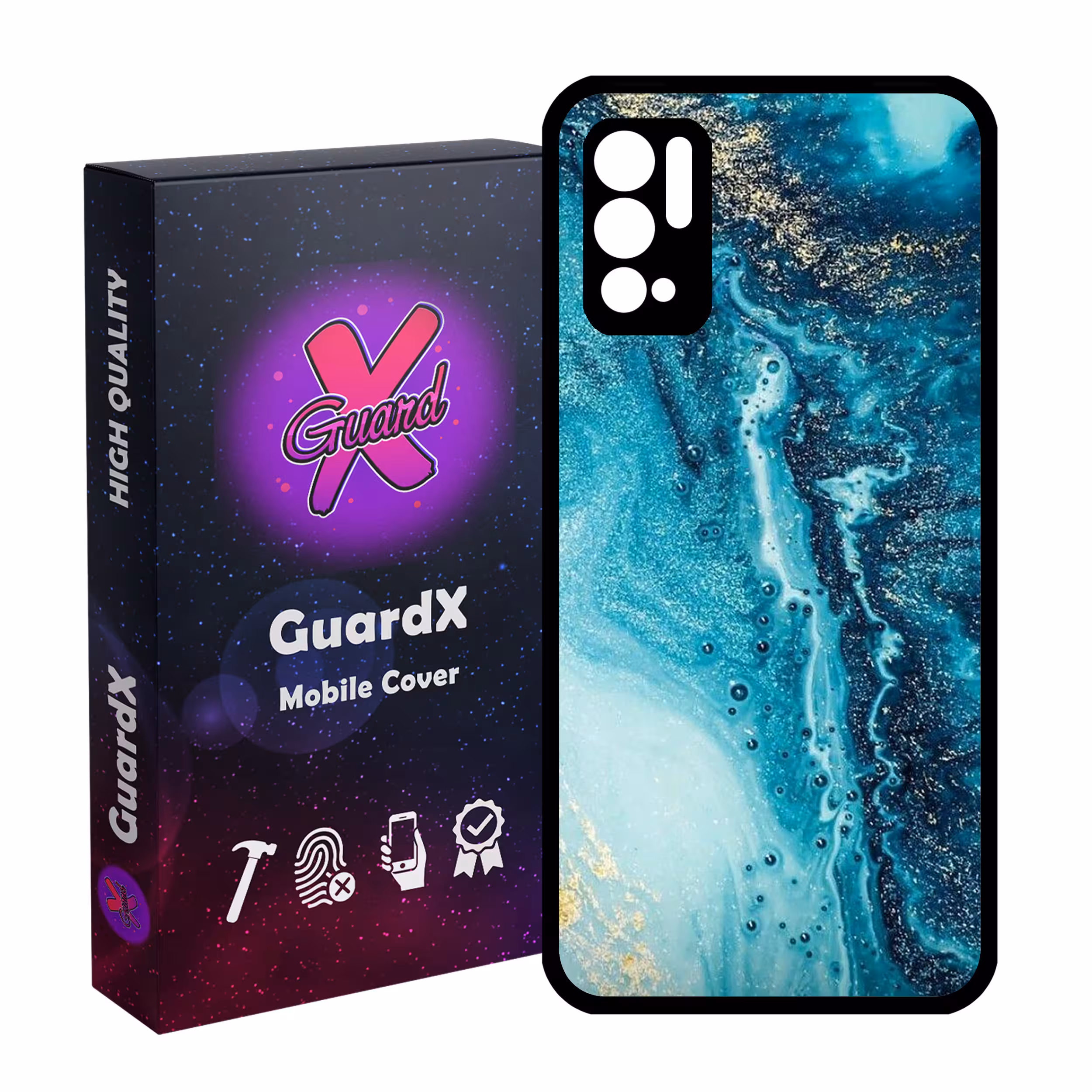 کاور گارد ایکس طرح آبی مدل Glass10402 مناسب برای گوشی موبایل شیائومی Redmi Note 10 5G / Poco M3 Pro