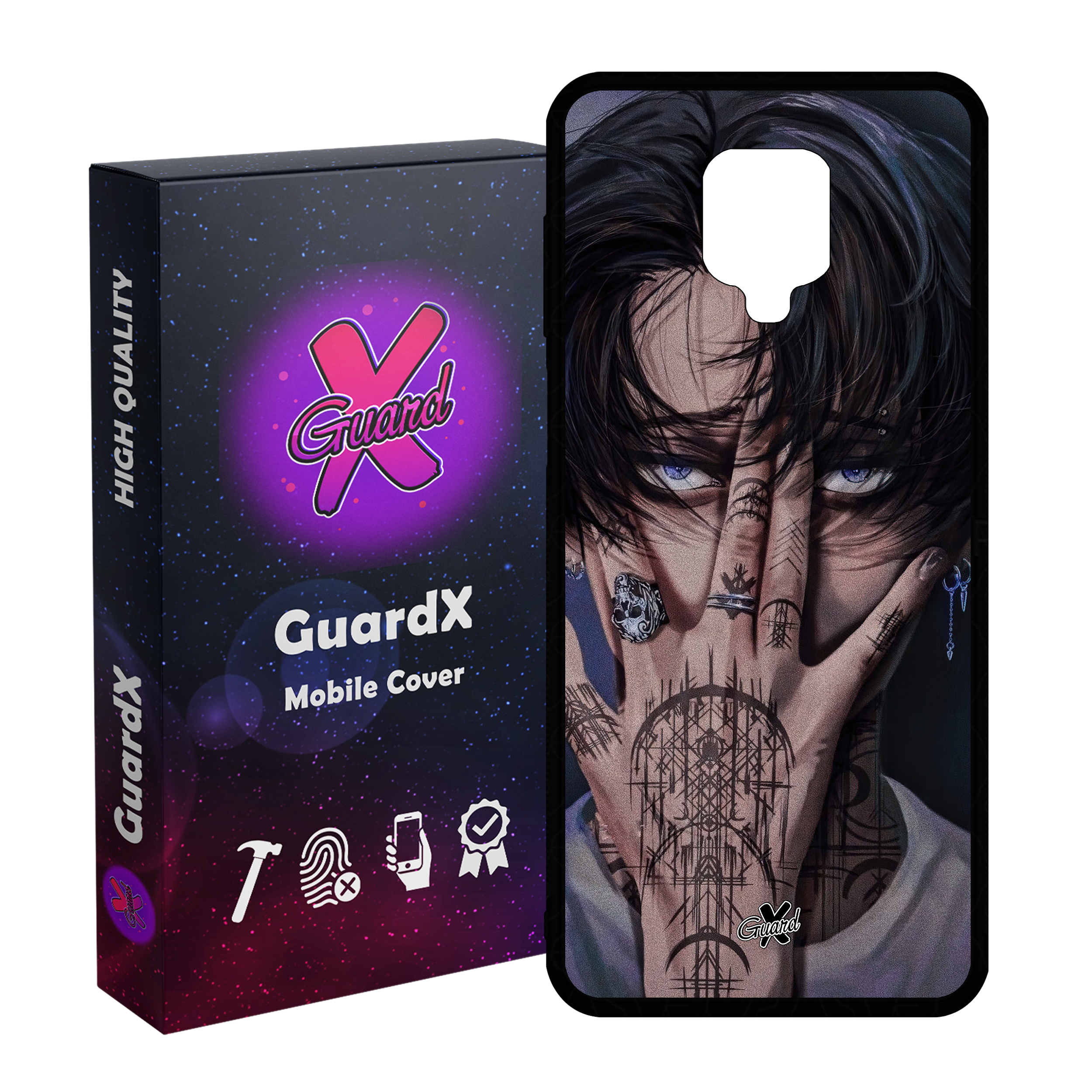 کاور گارد ایکس طرح لیوای آکرمن انیمه مدل Glass10557 مناسب برای گوشی موبایل شیائومی Redmi Note9 Pro/Note 9 Pro Max/Redmi Note 9S/MI Poco M2 Pro