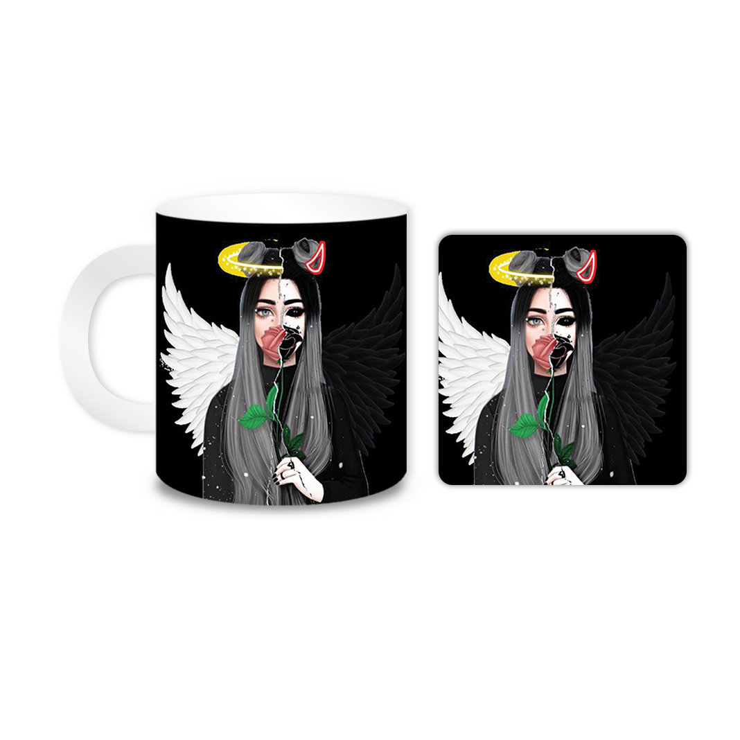 ماگ مدل دختر کد 1458 به همراه زیر لیوانی