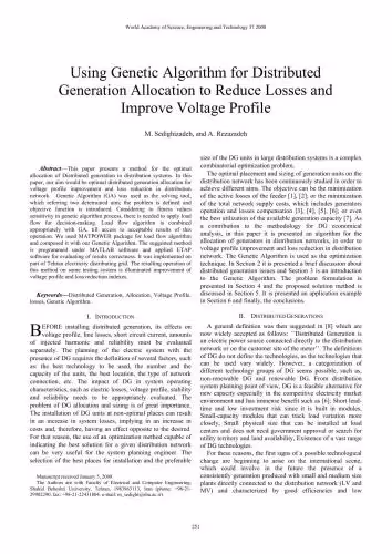 خرید و دانلود نسخه کامل کتاب Using Genetic Algorithm for Distributed Generation Allocation to Reduce Losses and Improve Voltage Profile