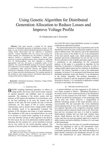 خرید و دانلود نسخه کامل کتاب Using Genetic Algorithm for Distributed Generation Allocation to Reduce Losses and Improve Voltage Profile