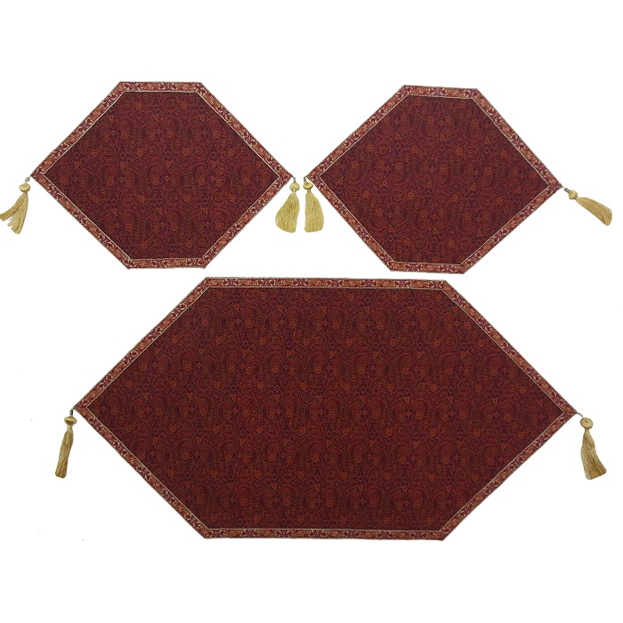 ست 3 تکه رومیزی ترمه کد TRSETE50