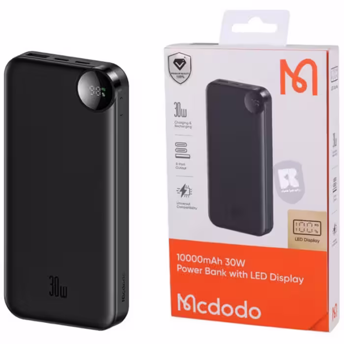 پاور بانک فست شارژ مک دودو MC-385 PD 30W ظرفیت 10000 میلی آمپر ساعت