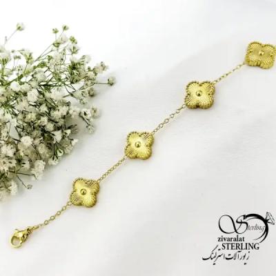 دستبند ونکلیف استیل طلایی کد 18947