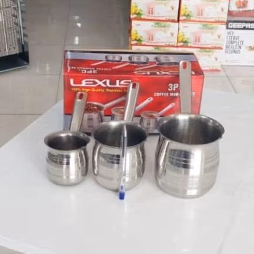 شیر جوش و قهوه جوش استیل در سه سایز