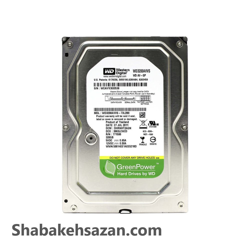 هارد دیسک اینترنال وسترن دیجیتال مدل WD AV-GP WD3200AVVS ظرفیت 320 گیگابایت