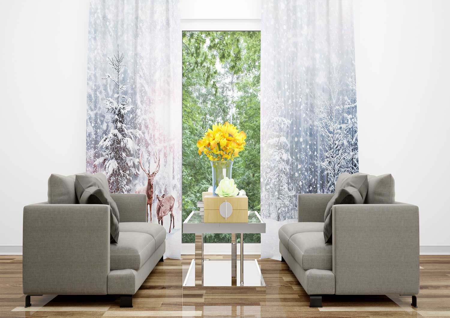 پرده منظره برفی