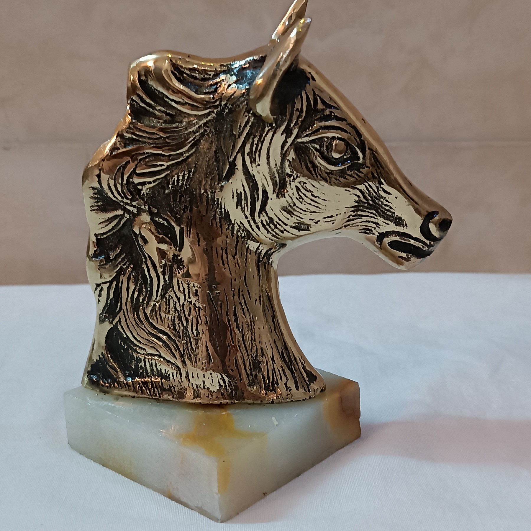 مجسمه برنجی و تزیینی و دکوری حیوانات طرح کله اسب کد 287(مجسمه برنزی)