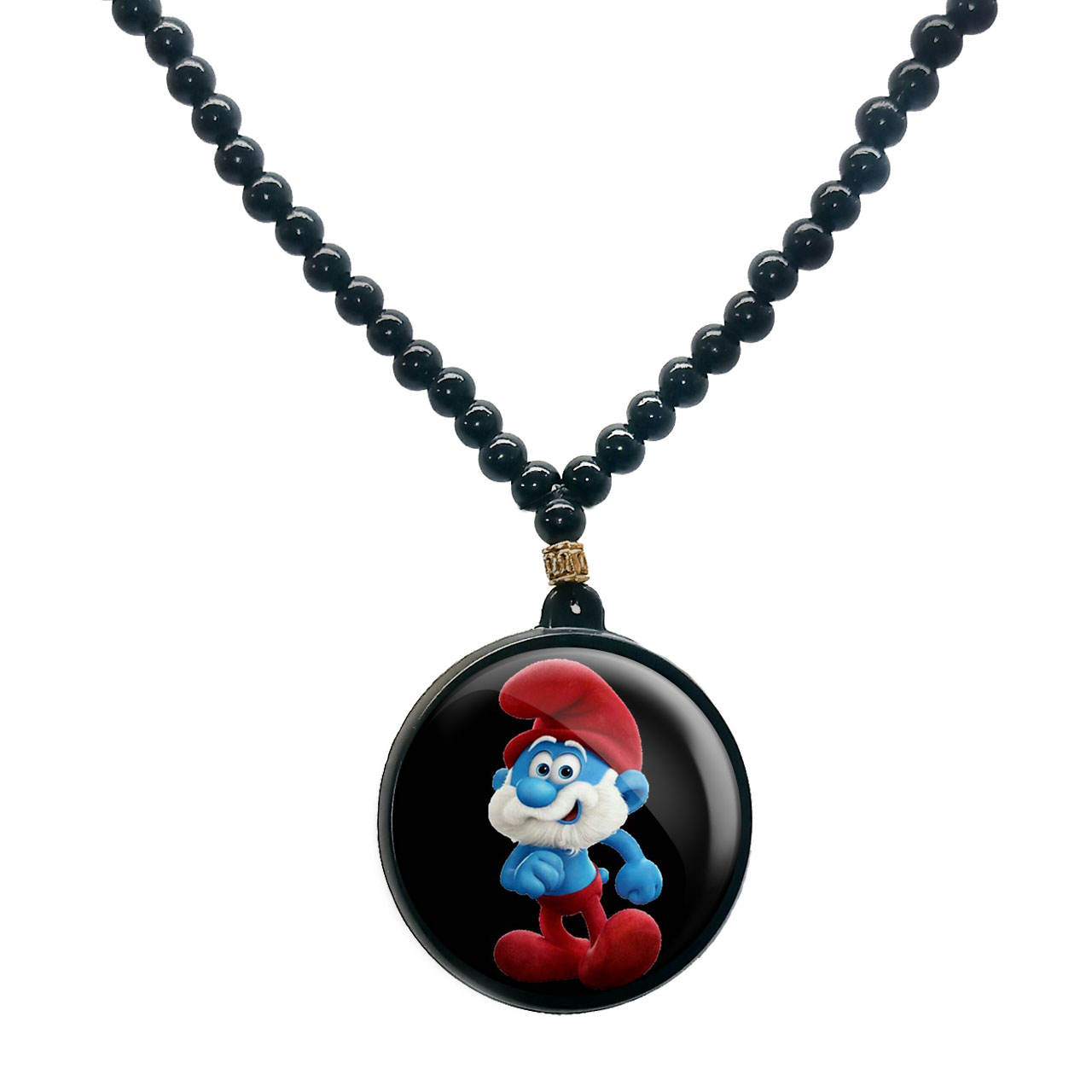 گردنبند پرمانه طرح اسمورف کد pmd.10497 مدل دو طرفه