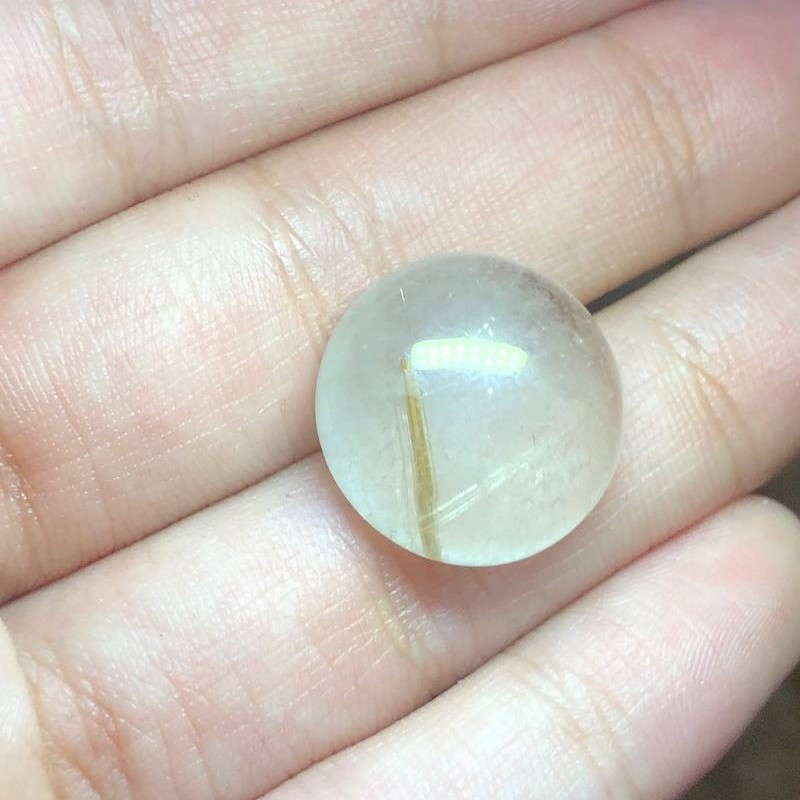 نگین رتایل کوارتز مویی طلایی با تراش دایره ای بسیار شیک و خاص کد 540