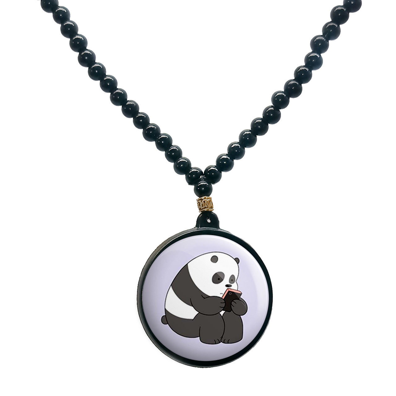 گردنبند پرمانه طرح خرس‌های کله‌فندقی کد pmd.10153 مدل دو طرفه