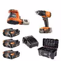 کیت دریل چکشى و سمباده 18 ولت آاگ مدل BSB18G4-203TBLK3+BEX18-125