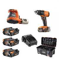 کیت دریل چکشى و سمباده 18 ولت آاگ مدل BSB18G4-203TBLK3+BEX18-125