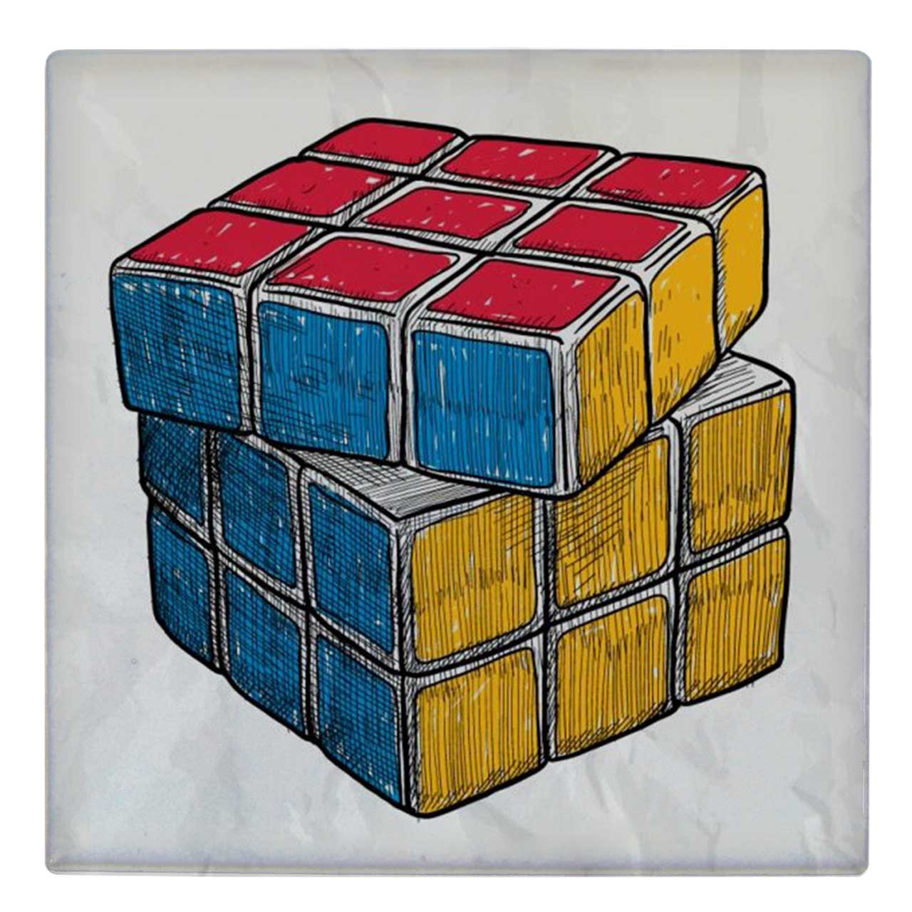  کاشی کارنیلا طرح نقاشی مکعب روبیکس کد wk4901