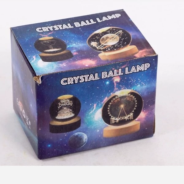 چراغ خواب مدل گوی کریستال 3D طرح گل (قطر گوی: 6 سانتی متر)