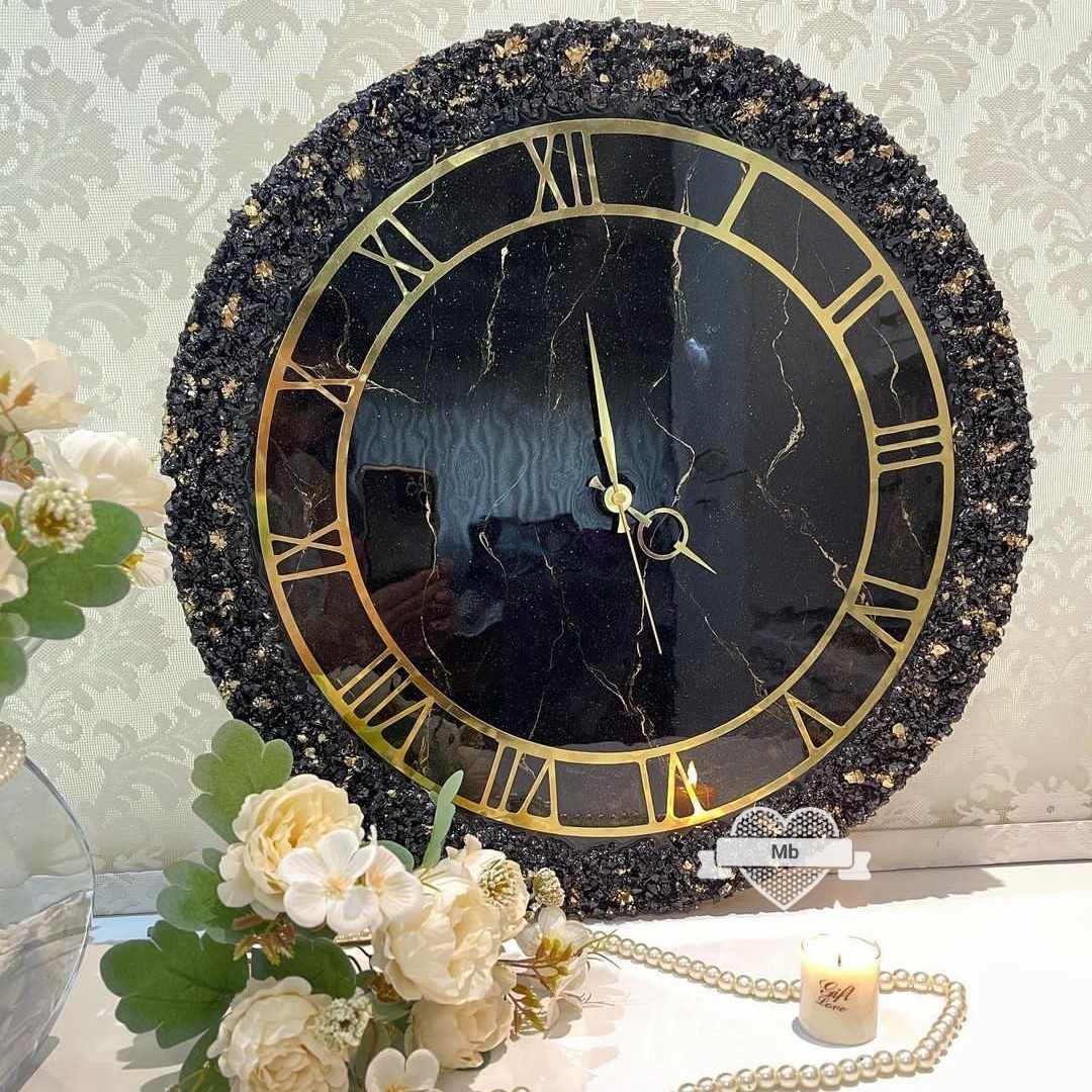 ساعت دیواری رزینی کریستالی 50 سانت