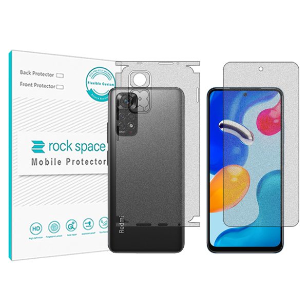 گلس صفحه نمایش و پشت گوشی شیائومی Redmi Note 11S مدل نانو هیدروژل مات برند راک اسپیس کد MS