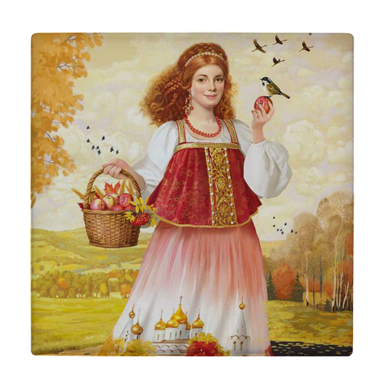 زیر لیوانی طرح بانو و پرنده کد    3275861_686