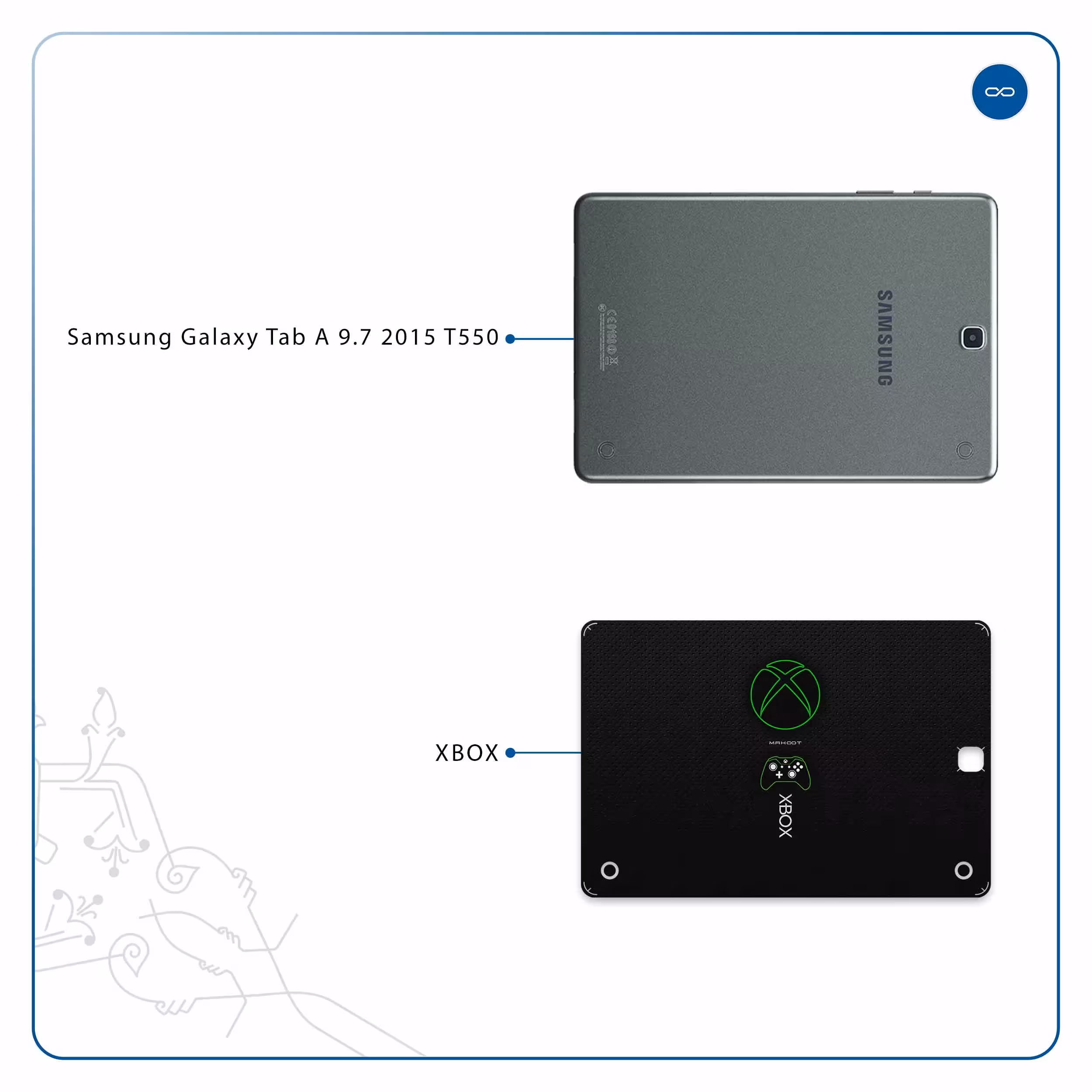 برچسب پوششی ماهوت مدل XBOX مناسب برای تبلت سامسونگ Galaxy Tab A 9.7 2015 T550