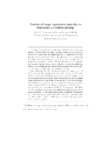 خرید و دانلود نسخه کامل کتاب Stone Tao McGuire - Analysis of image registration noise due to rotationally dependent aliasing
