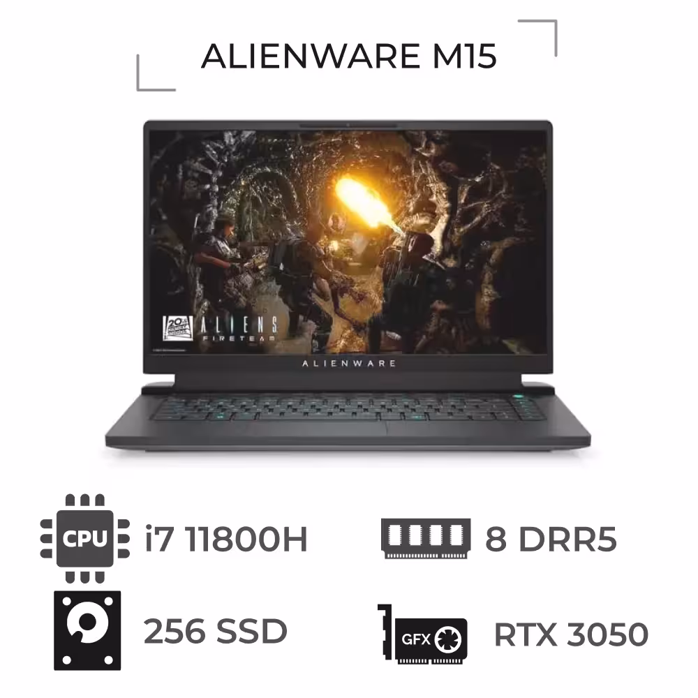 لپ تاپ اپن باکس دل مدل DELL ALIENWARE M15 4GB RTX 3050TI پردازنده i7 11800H