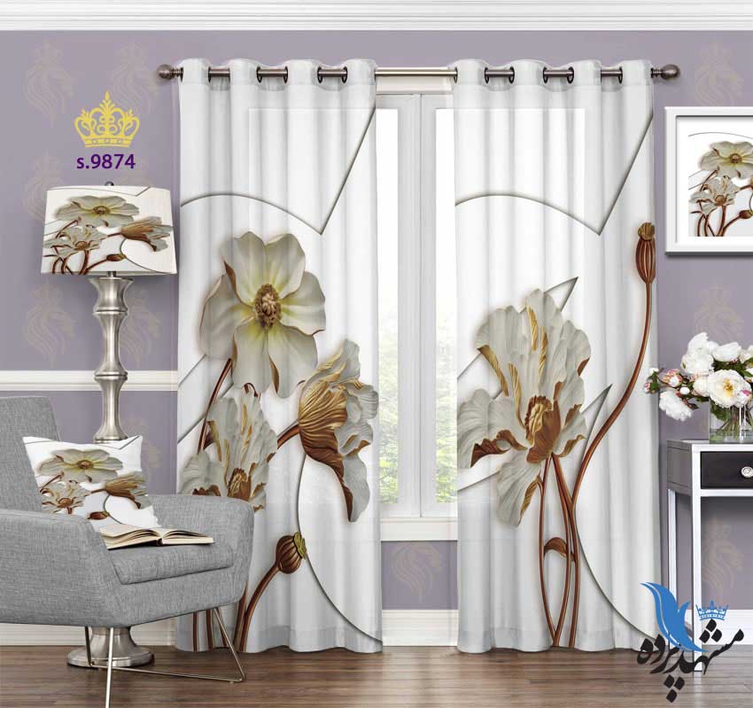 پرده پانچ طرح سه بعدی گل کد s9874