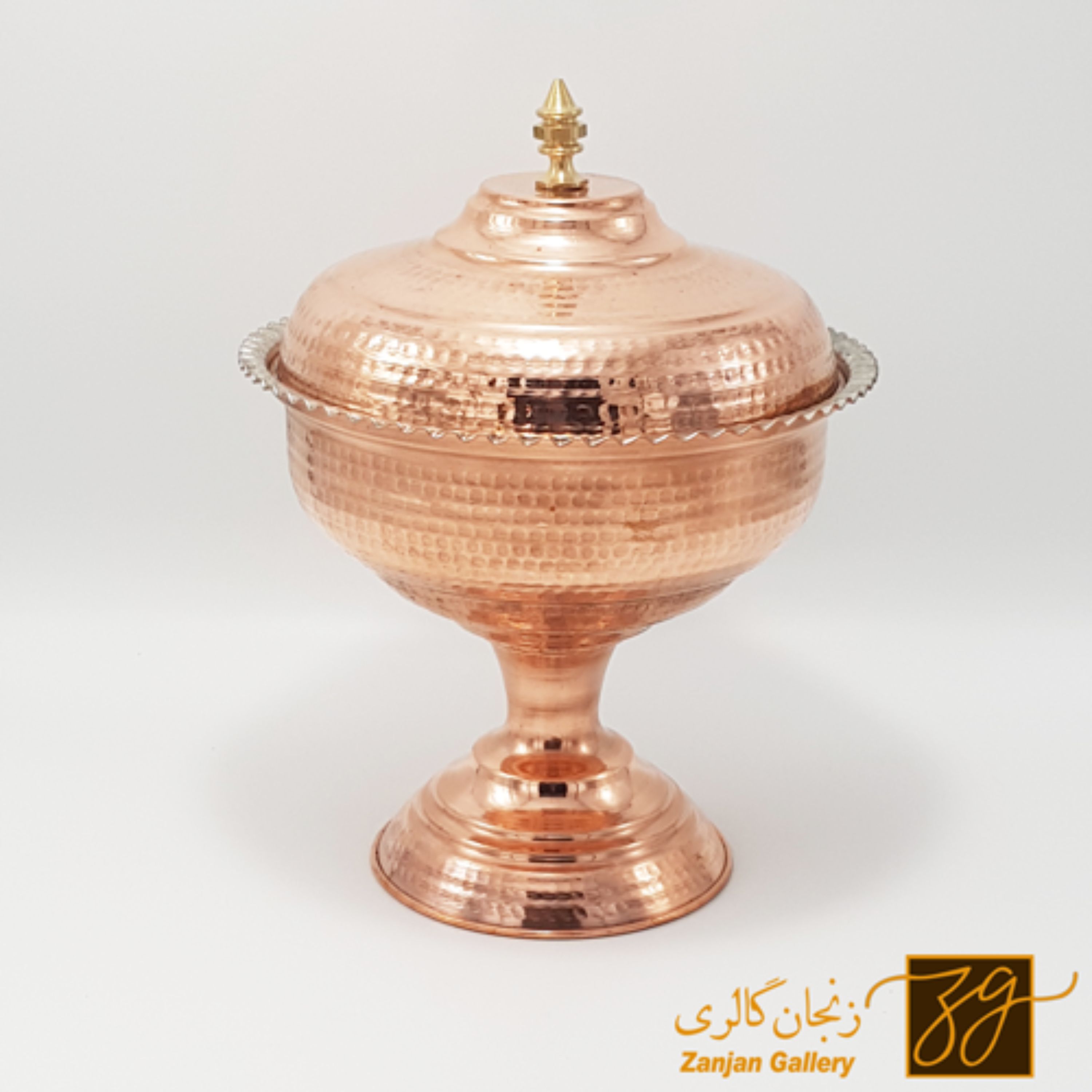 شکلات خوری مسی پایه دار چکشی سایز 2