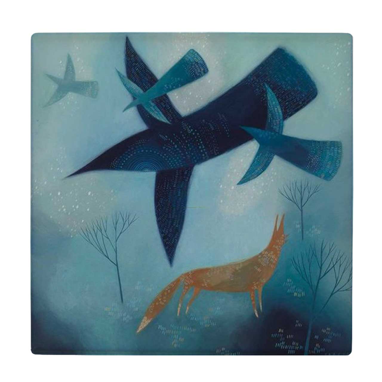  کاشی کارنیلا طرح نقاشی پرنده و روباه کد wkk3225