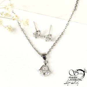 نیمست نگین برگی نقره 925 کد 9127