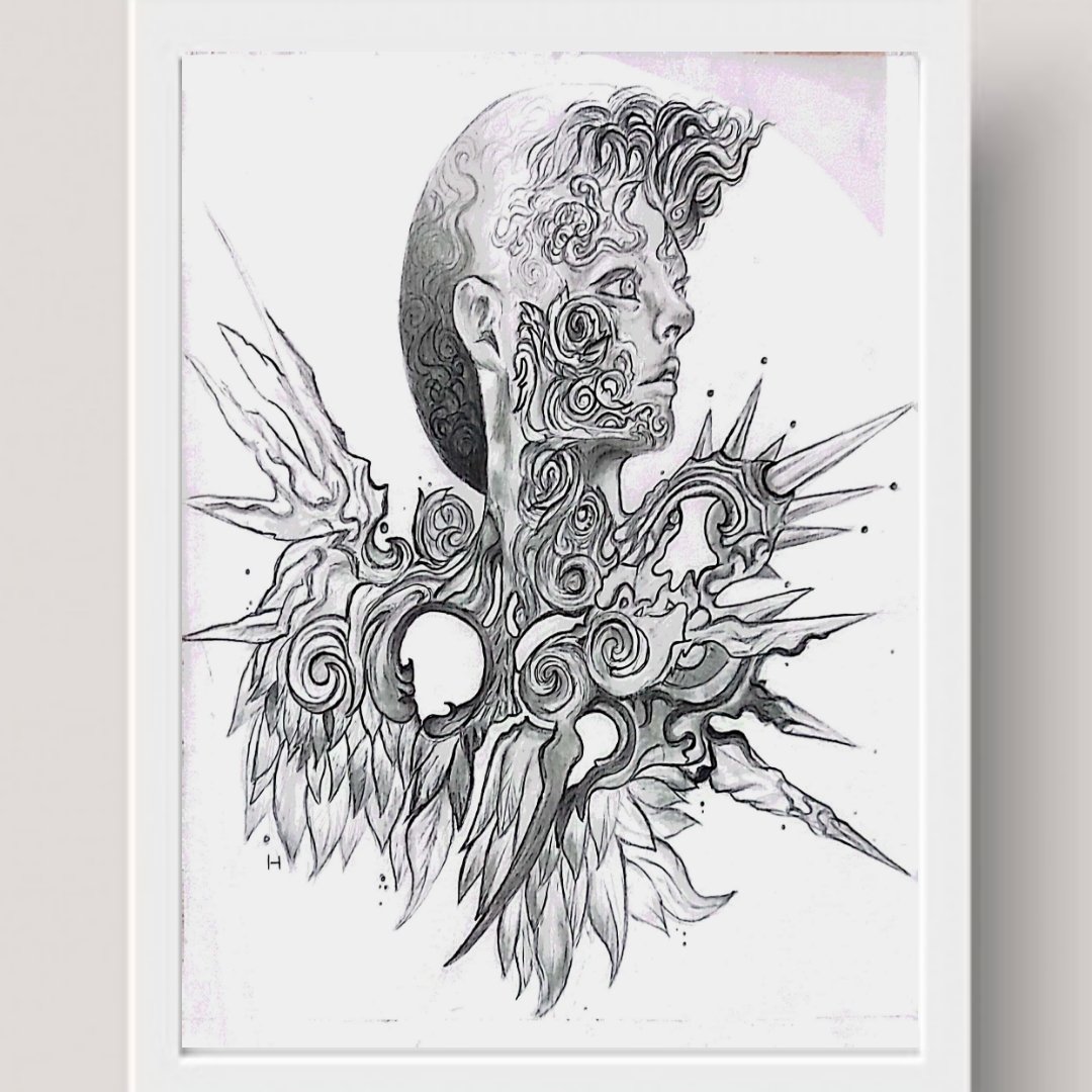 تابلو نقاشی 20 در 25 سیاه قلم