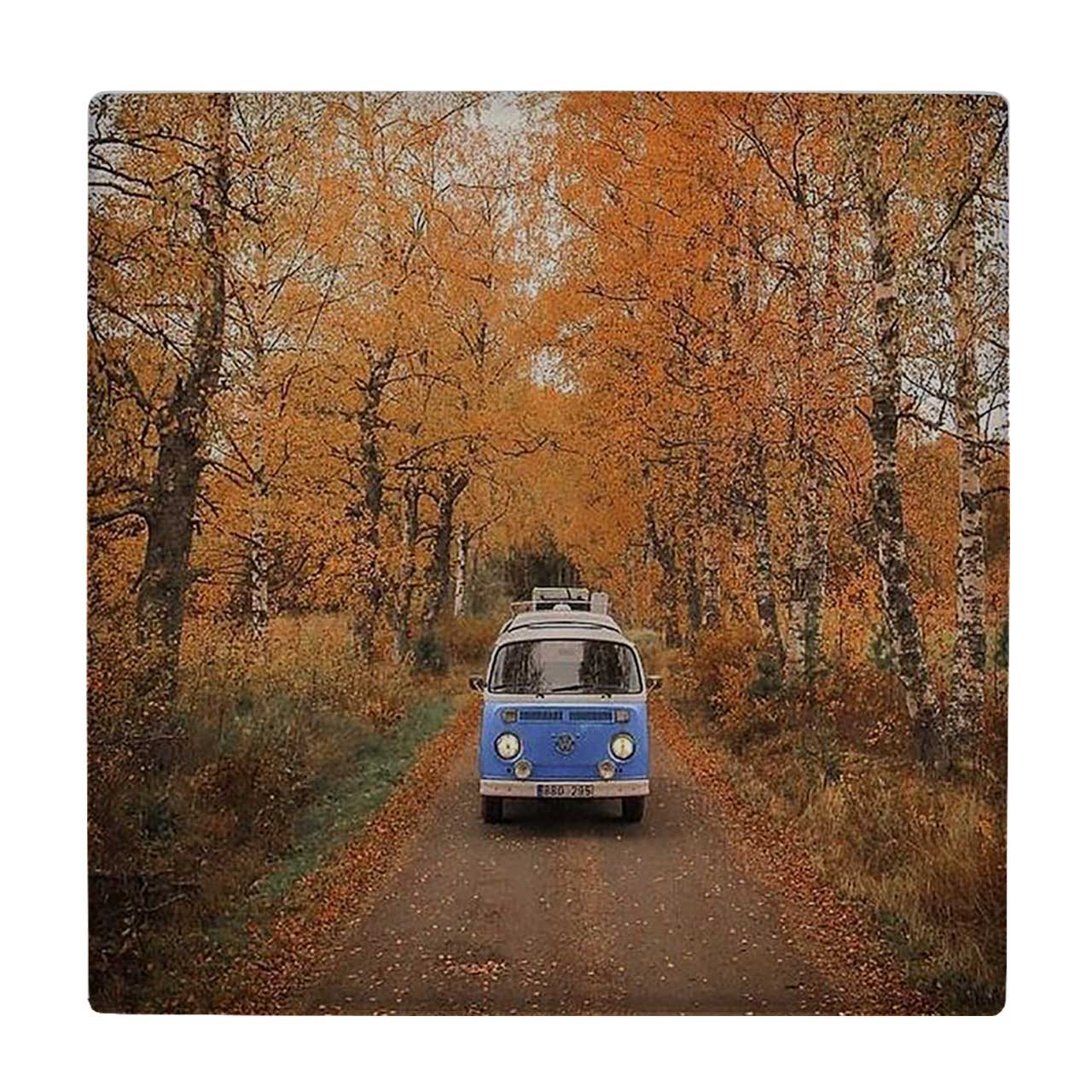 کاشی طرح فولکس واگن در جنگل پاییزی مدل لوحی کد klh1453