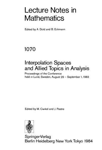 خرید و دانلود نسخه کامل کتاب Interpolation Spaces and Allied Topics in Analysis