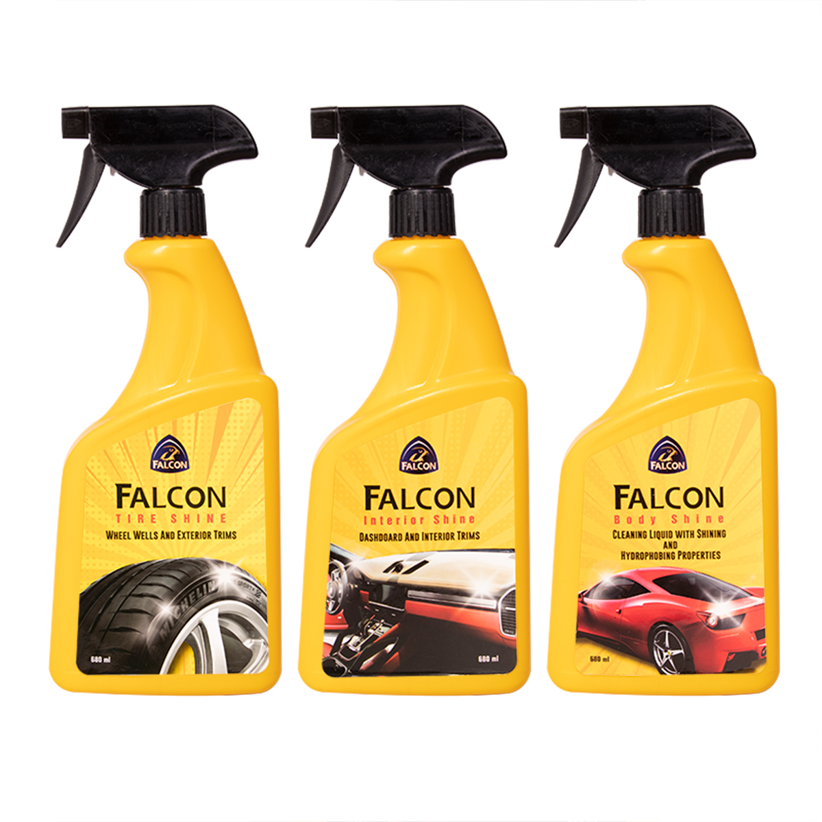 تمییز کننده خودرو فالکون مدل S-3 حجم 680 میلی لیتر مجموعه 3 عددی