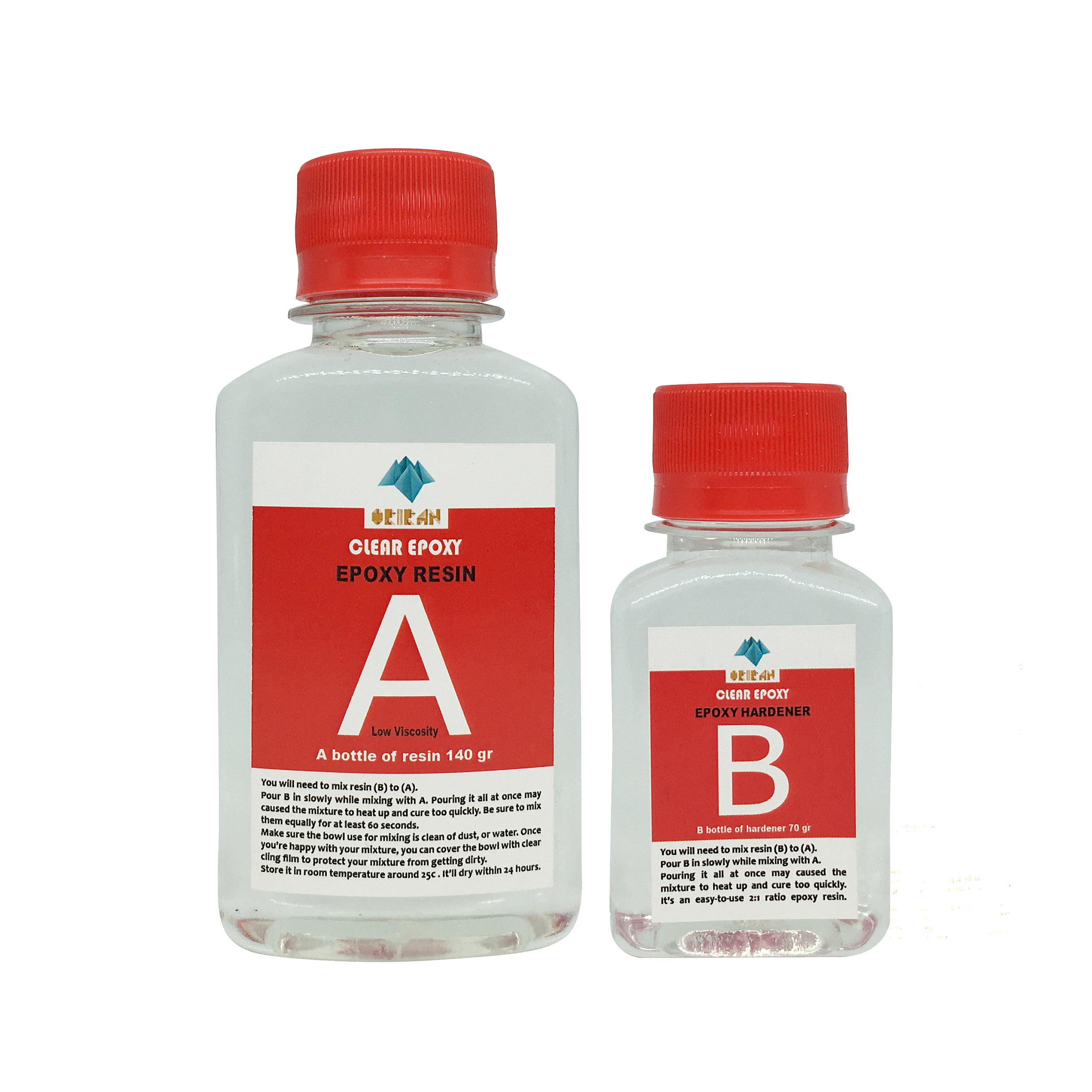 رزین اپوکسی دو جزئی اوریران کد AB-210 حجم 210 میلی لیتر مجموعه 2 عددی