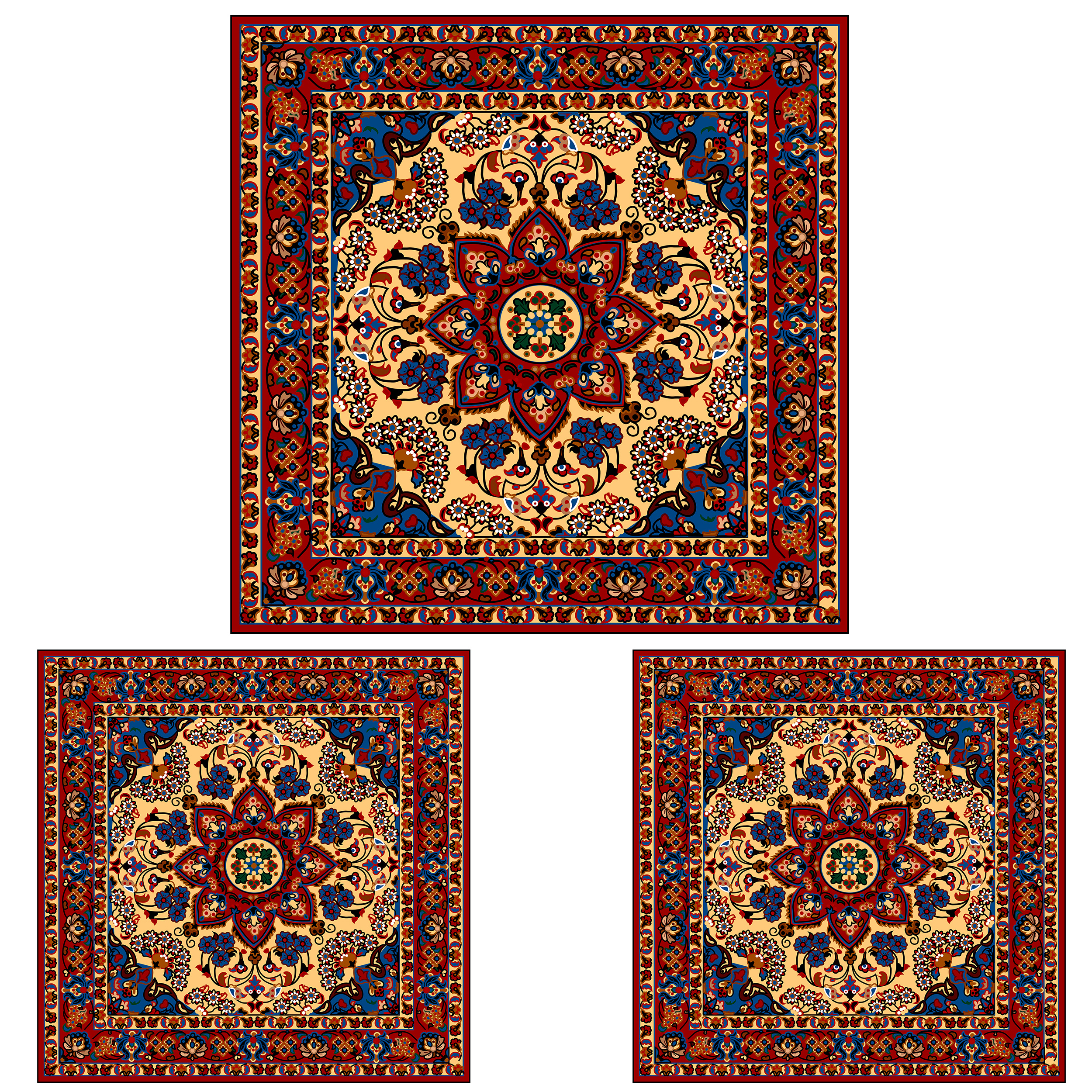 رومیزی سه تکه طرح قالی کد952