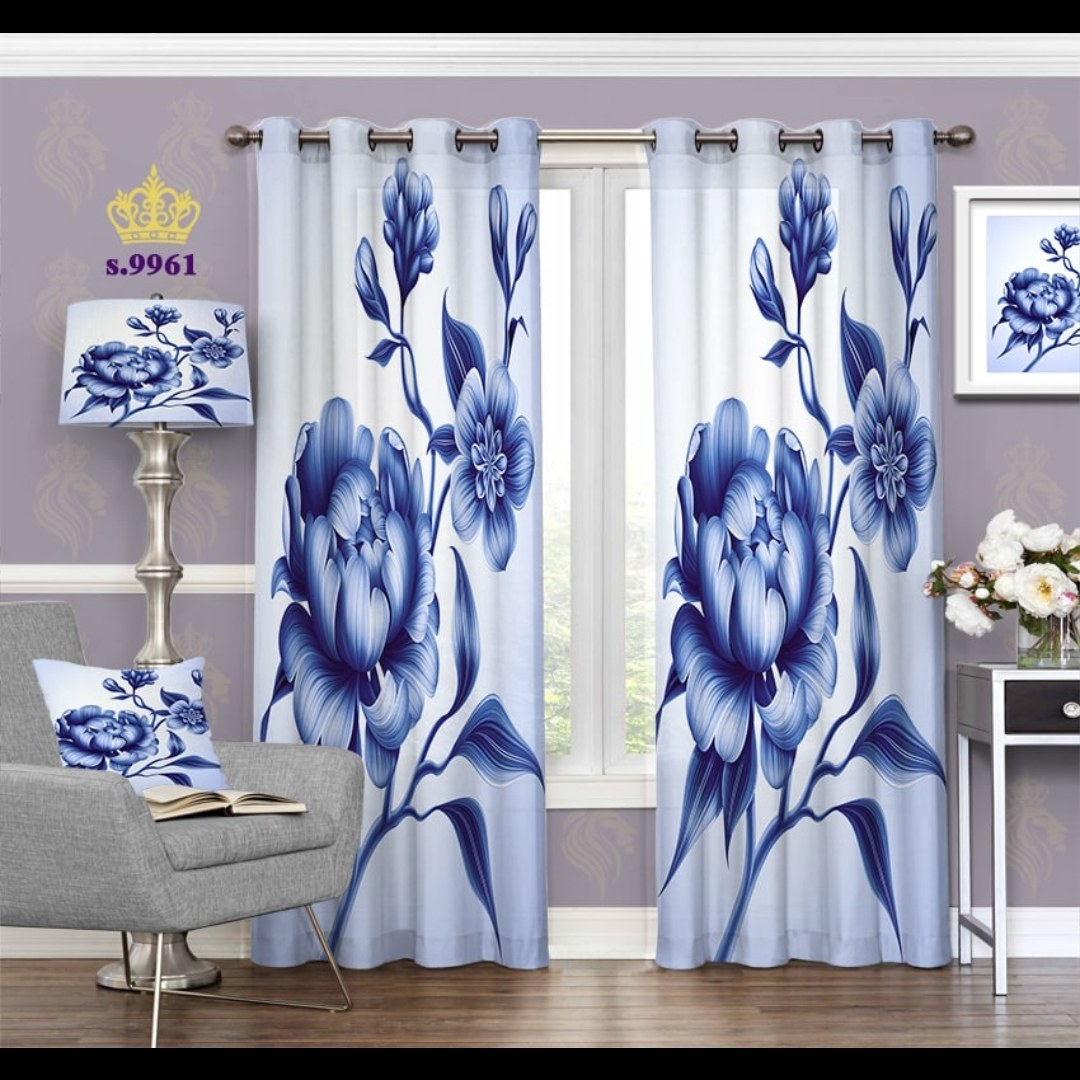 پرده پذیرایی دو قواره طرح گل  کد S9961