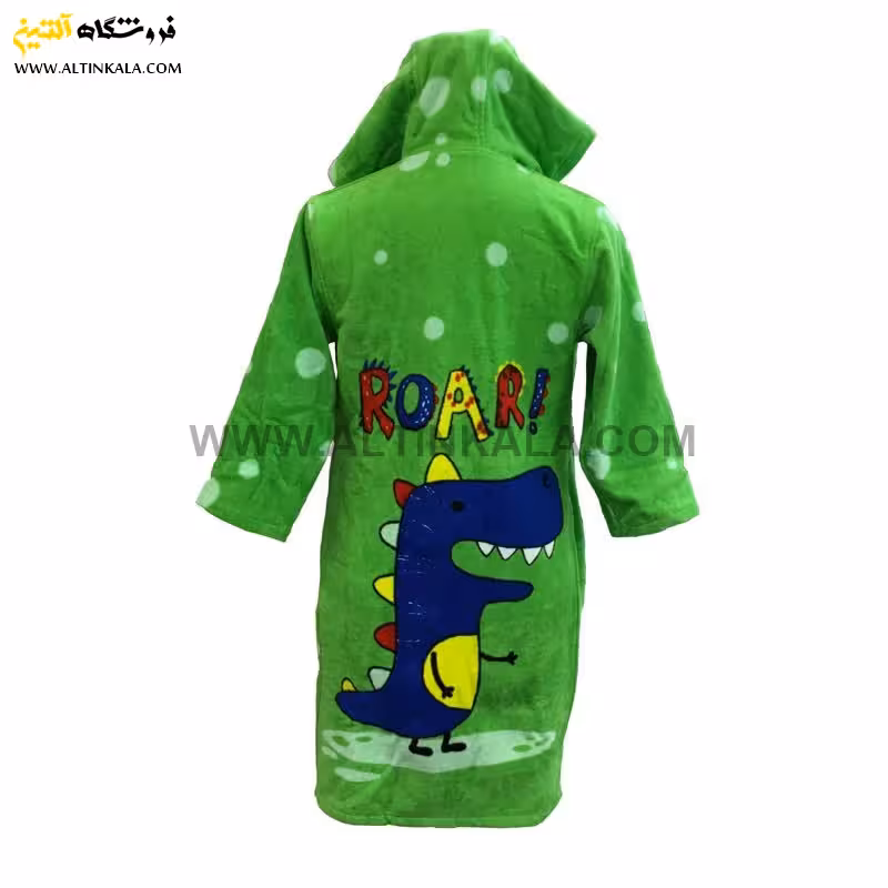 حوله پالتویی بچه گانه پودایران طرح دینو سبز سایز 100