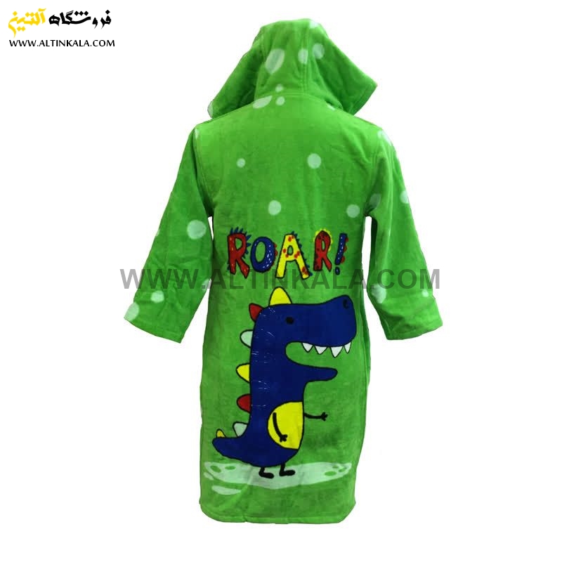 حوله پالتویی بچه گانه پودایران طرح دینو سبز سایز 100