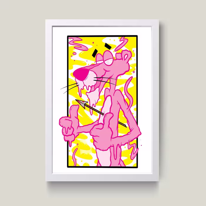 تابلو مدل دکوراتیو پلنگ صورتی pink panter کد G8-39