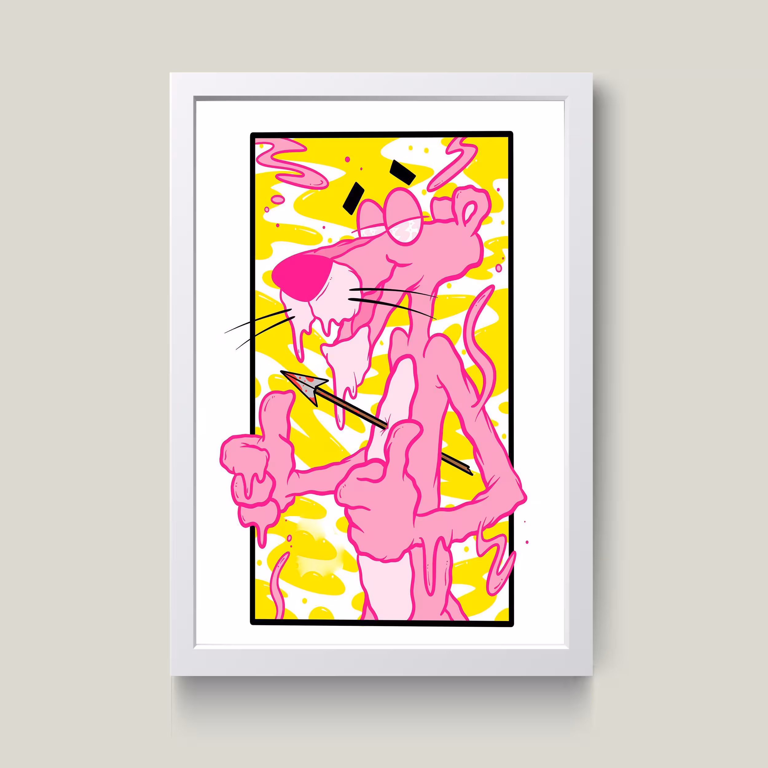 تابلو مدل دکوراتیو پلنگ صورتی pink panter کد G8-39