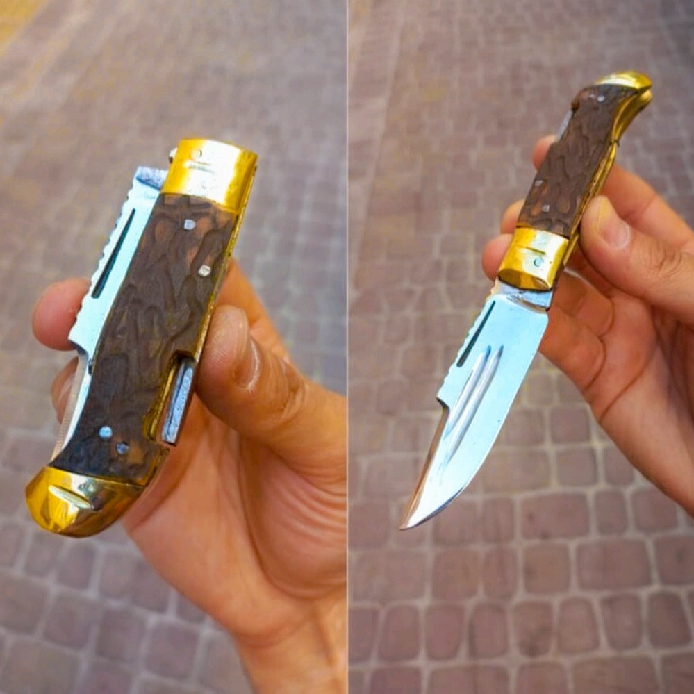 چاقو ضامندار زنجان دسته استخوان 