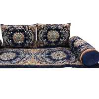 ست پشتی  شاهنشین با تشک 120در2مترو یک جفت پشتی گرد و یک جفت پشتی شش دگمه