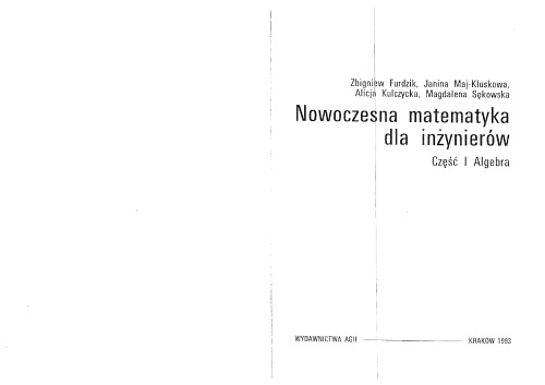 خرید و دانلود نسخه کامل کتاب Nowoczesna matematyka dla inżynierów. Część 1: Algebra