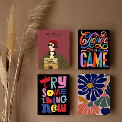 تابلو شاسی گلاک طرح تایپوگرافی و فیلم کد FMO126 بسته چهارعددی