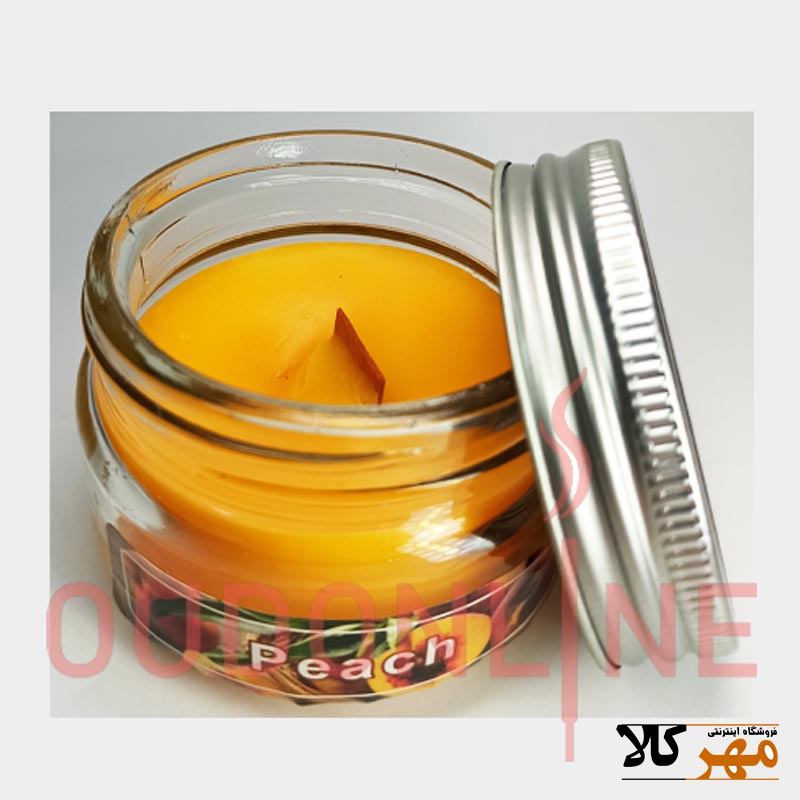 شمع شيشه اي بوي ميوه دار